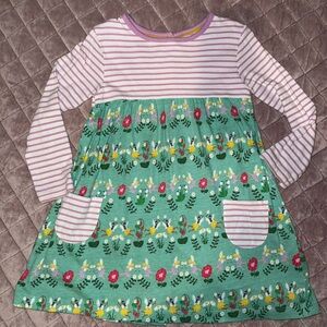 Baby Boden Striped and Floral Kids Dress - Purple and Green